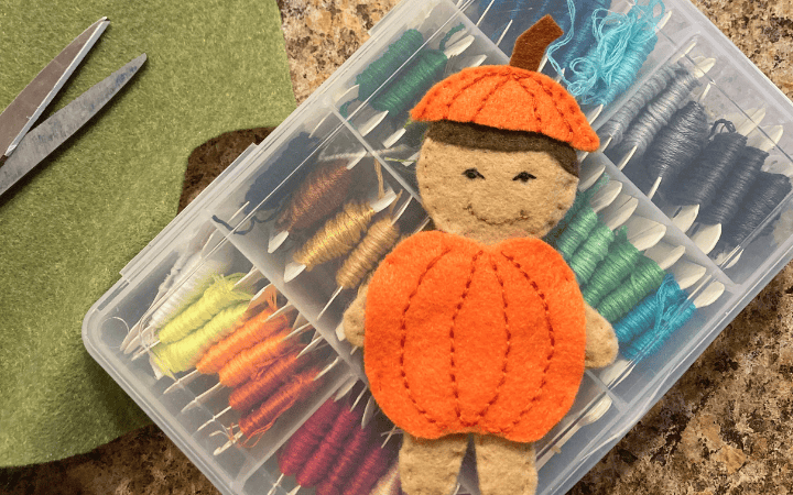 felt crafting supplies, felt, scissors, embroidery floss