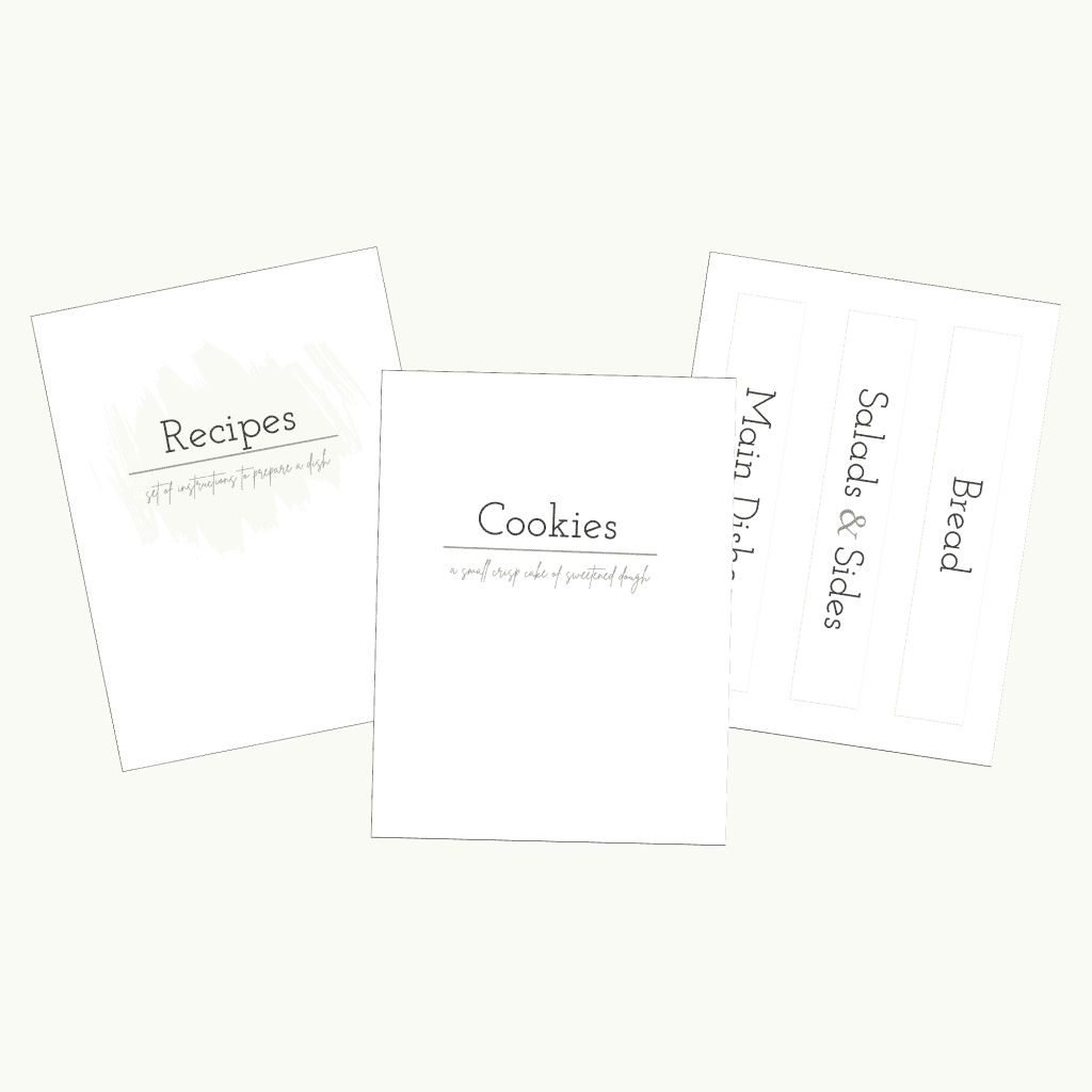 Recipe Organization Binder Sample