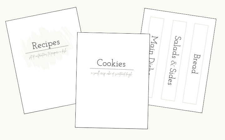 recipe organizer binders printable page sample
